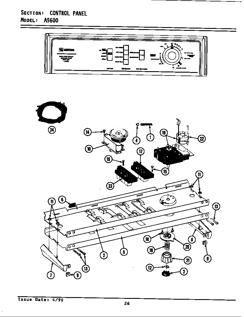 Maytag LA9600 control panel diagram