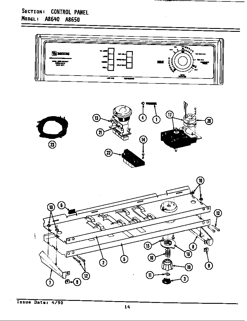 Maytag A8640 control panel diagram