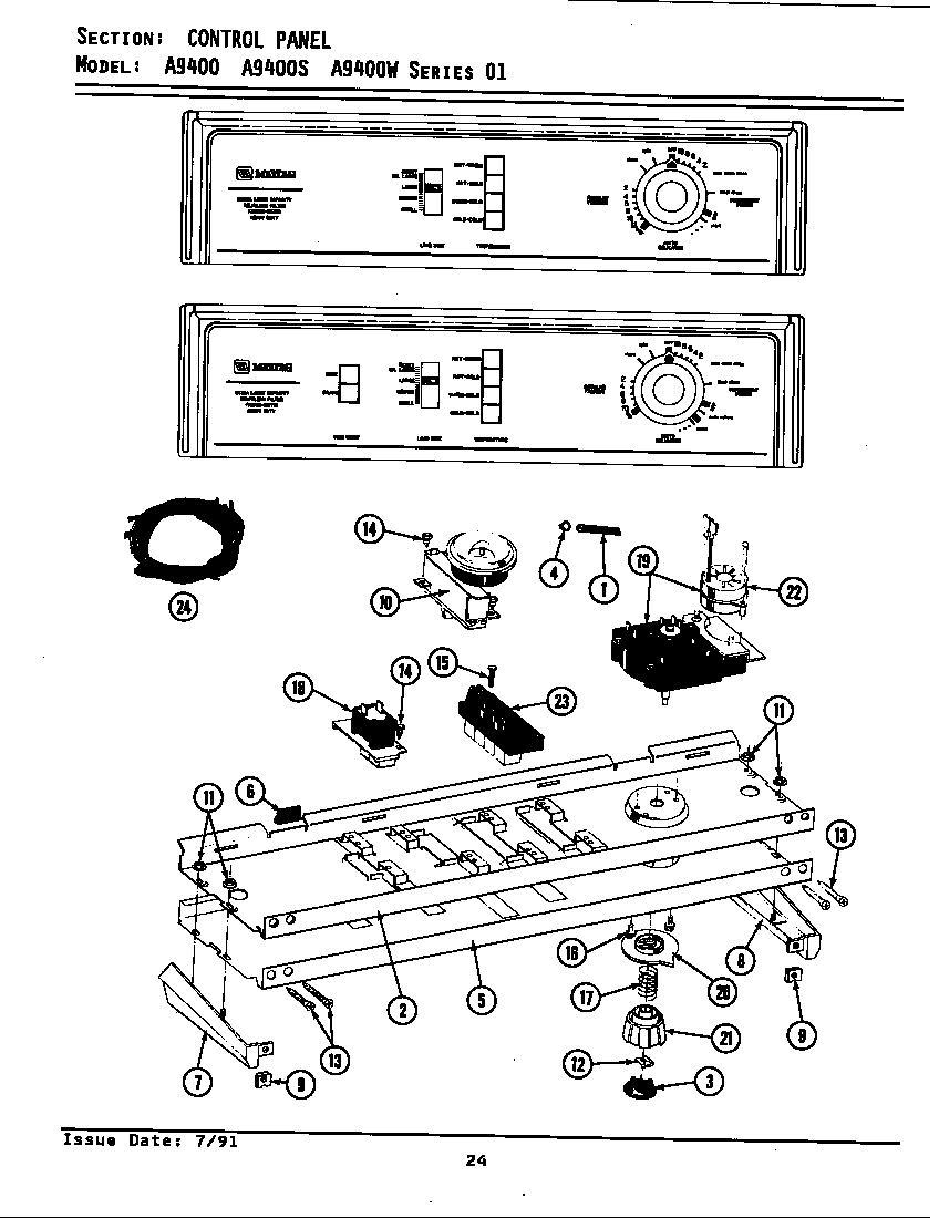 Maytag LA9400W control panel diagram