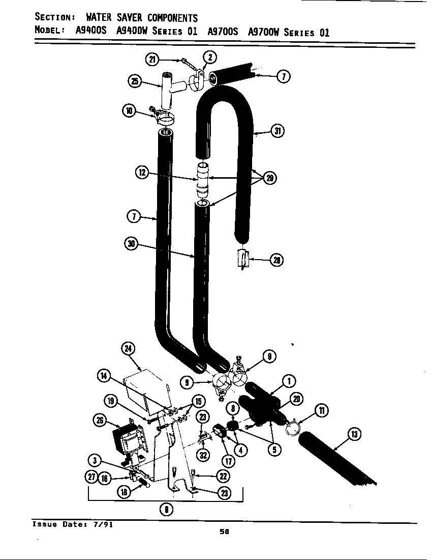 Maytag LA9400W water saver components diagram