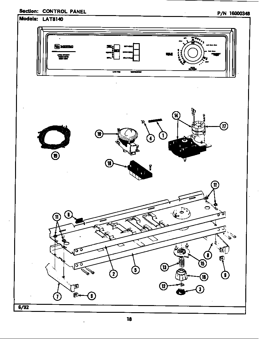 Maytag LAT8140ABW control panel diagram