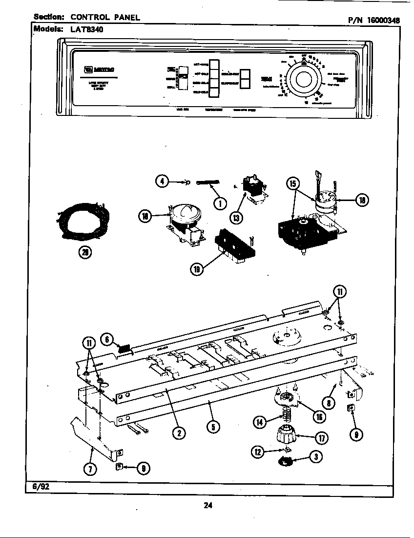 Maytag LAT8340AAL control panel diagram