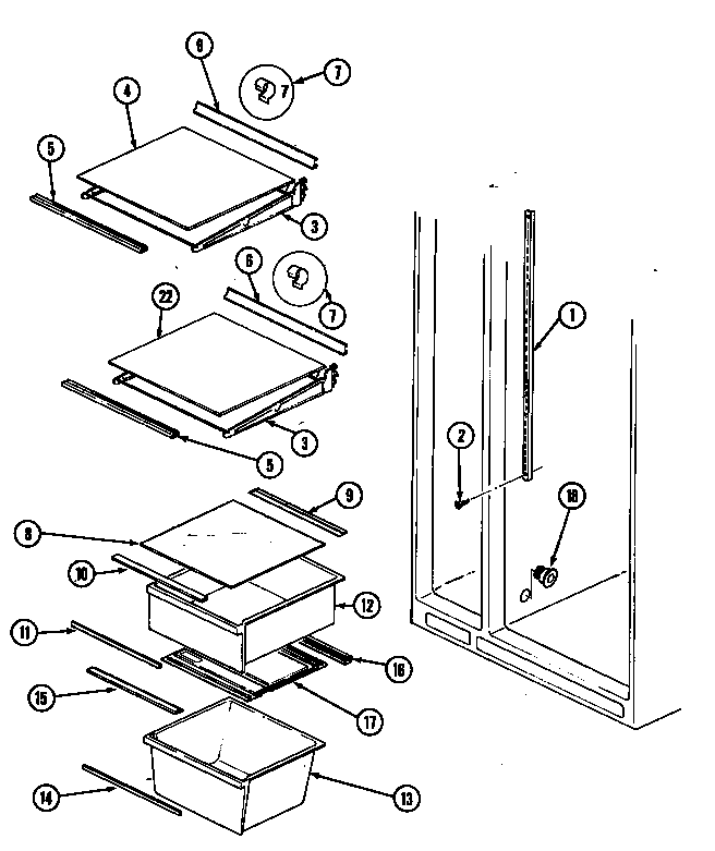 Admiral AS20M7DA shelves & accessories diagram