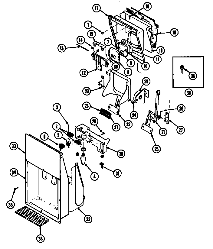 Admiral AS20M7DA ice & water dispenser diagram