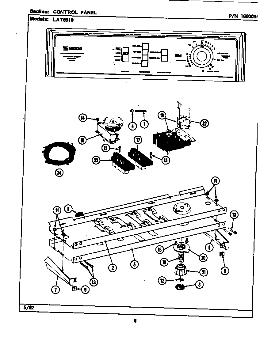 Maytag LAT6910AAL control panel diagram