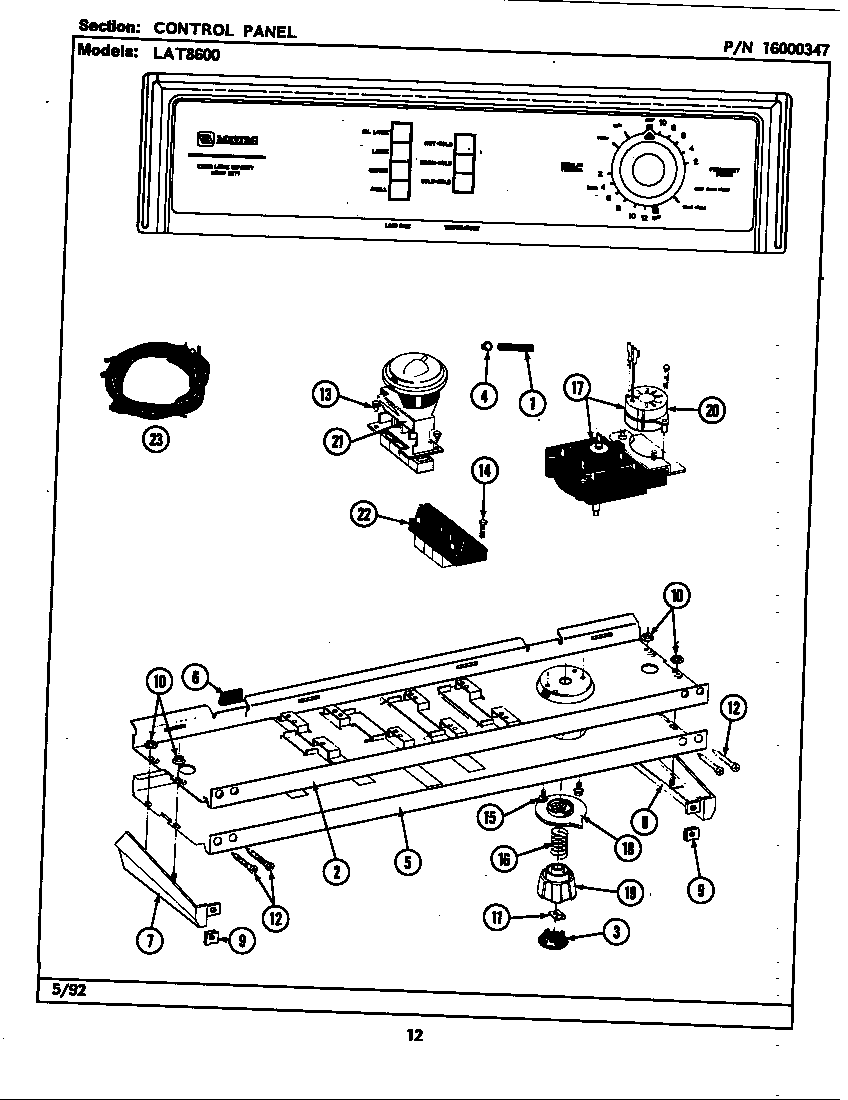 Maytag LAT8600ABE control panel (lat8600aal) (lat8600aaw) (lat8600abl) (lat8600abw) diagram