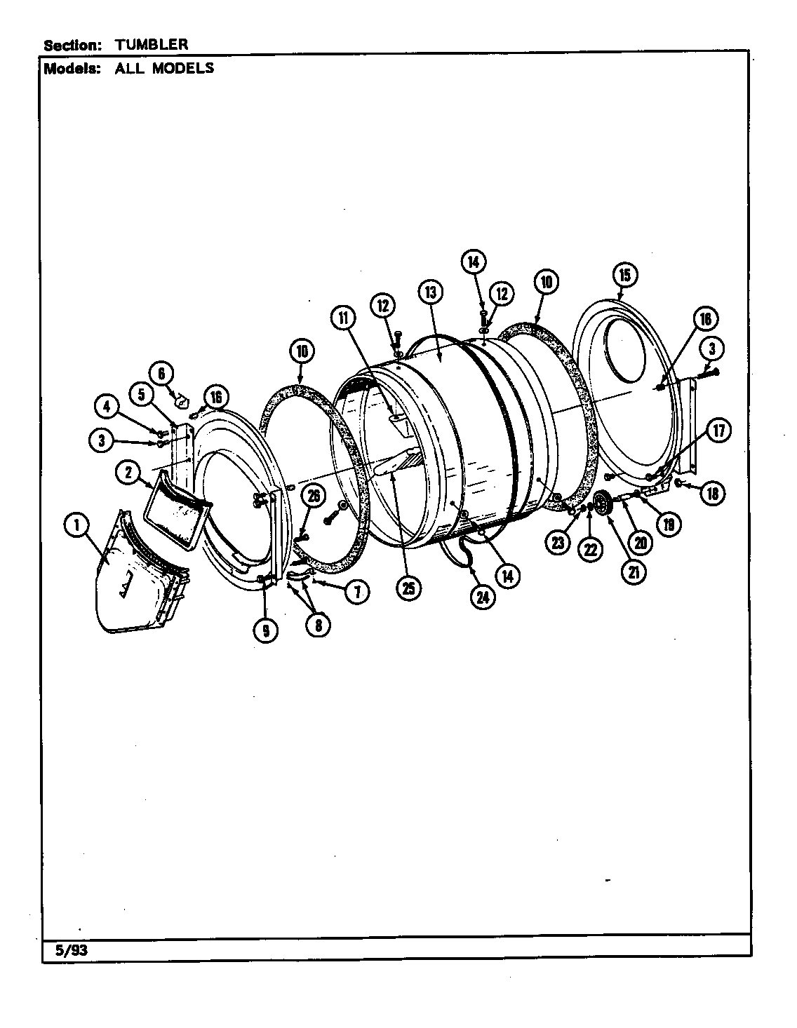 Maytag LDG8410AAE tumbler (lde8410ace) (lde8410ade) (ldg8410aae) (ldg8410abe) diagram