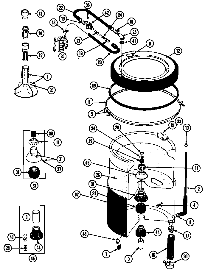 Maytag LAT9200BAM tub (wht/wht & alm/alm) (lat9200bae) (lat9200bam) (lat9200bbe) (lat9200bbm) diagram