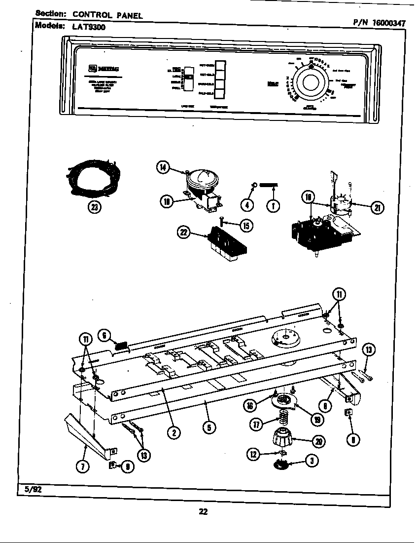 Maytag LAT9300AAL control panel diagram