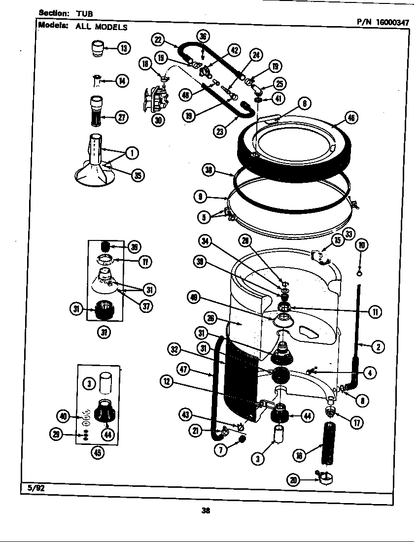 Maytag LAW9400ABL tub diagram