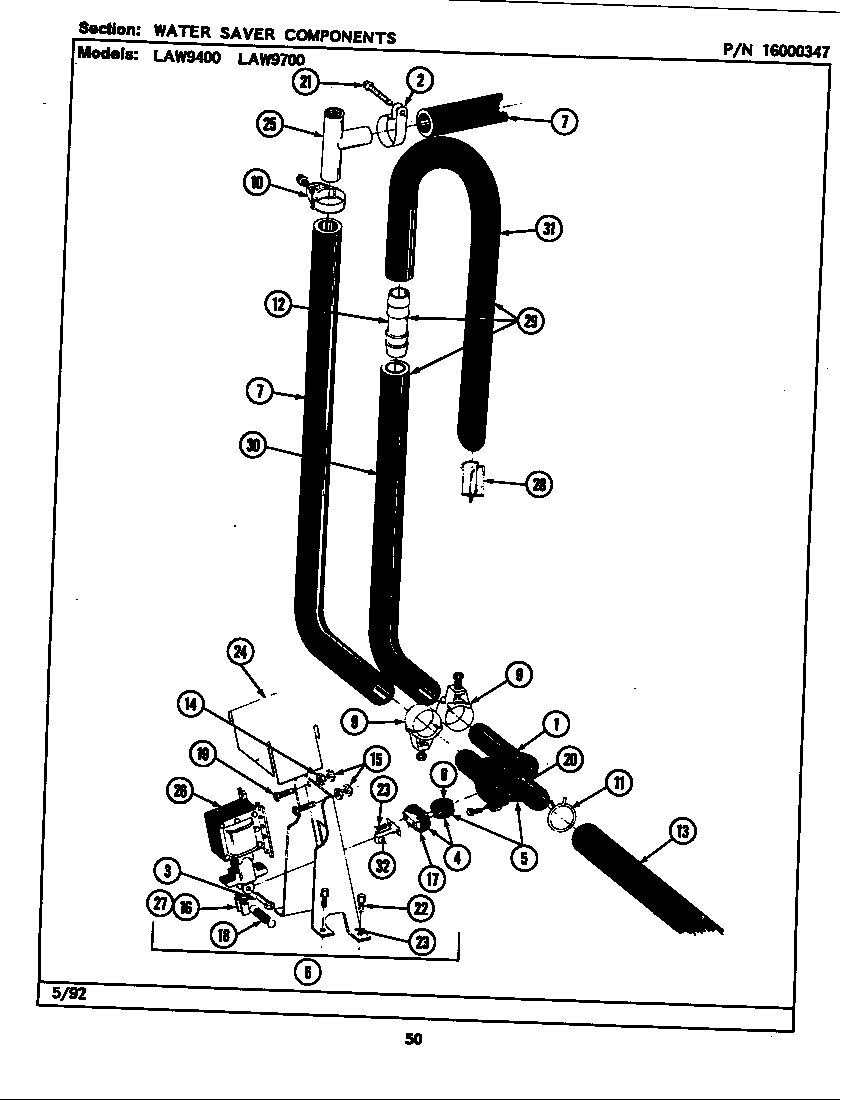 Maytag LAW9400ABL water saver components diagram