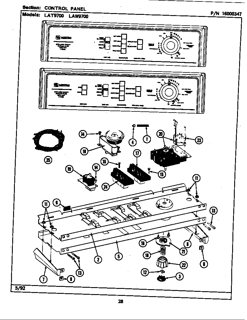 Maytag LAT9700ABW control panel diagram