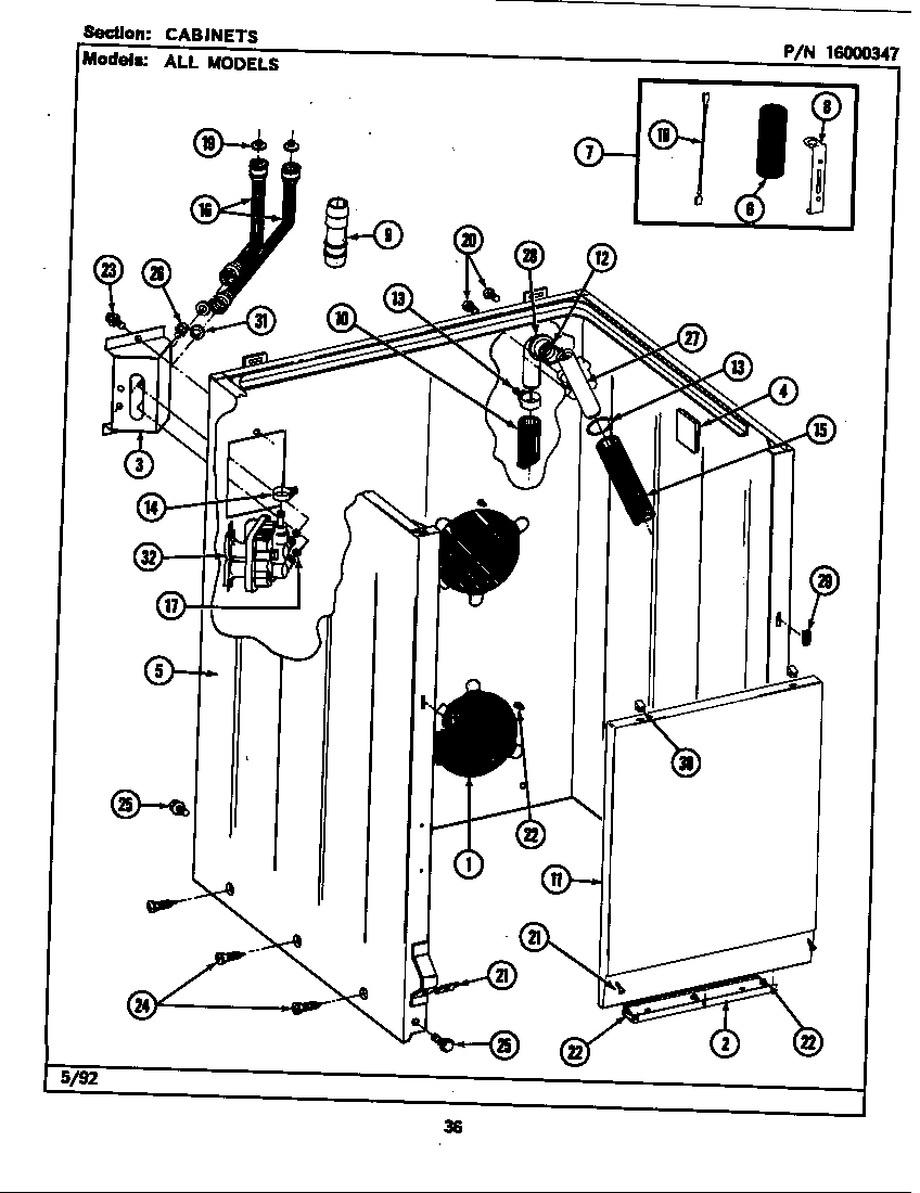 Maytag LAW9700ABW cabinet diagram