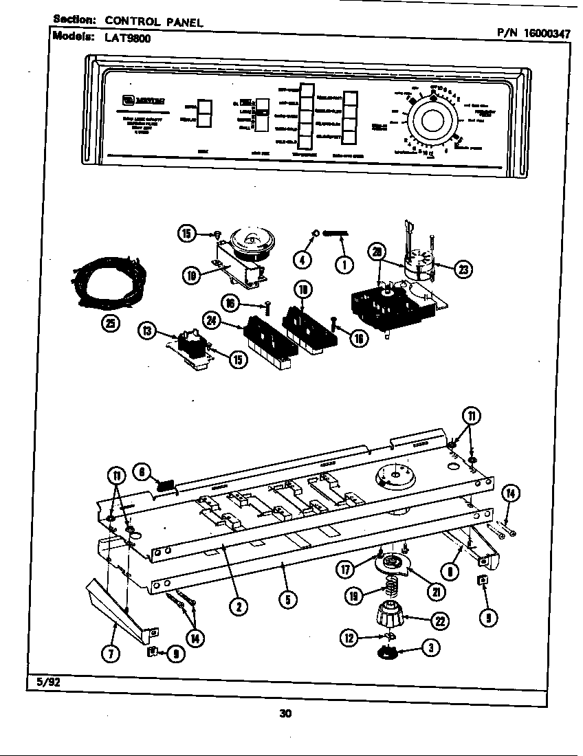 Maytag LAT9800ABW control panel diagram
