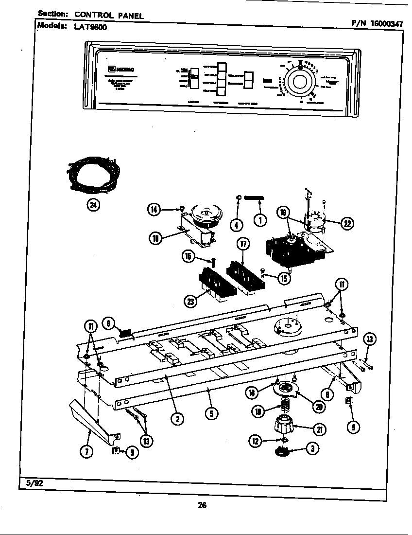 Maytag LAT9600ABL control panel diagram