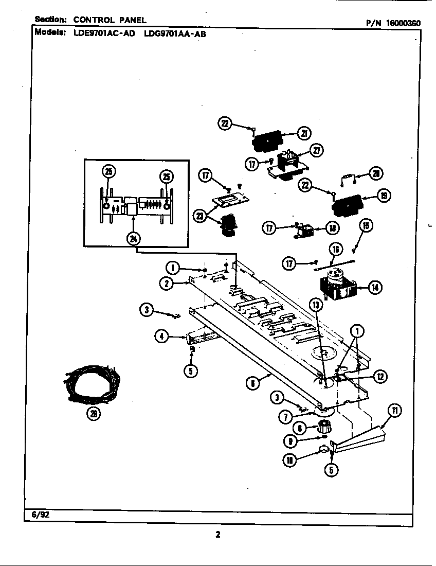 Maytag LDE9701ADW control panel diagram