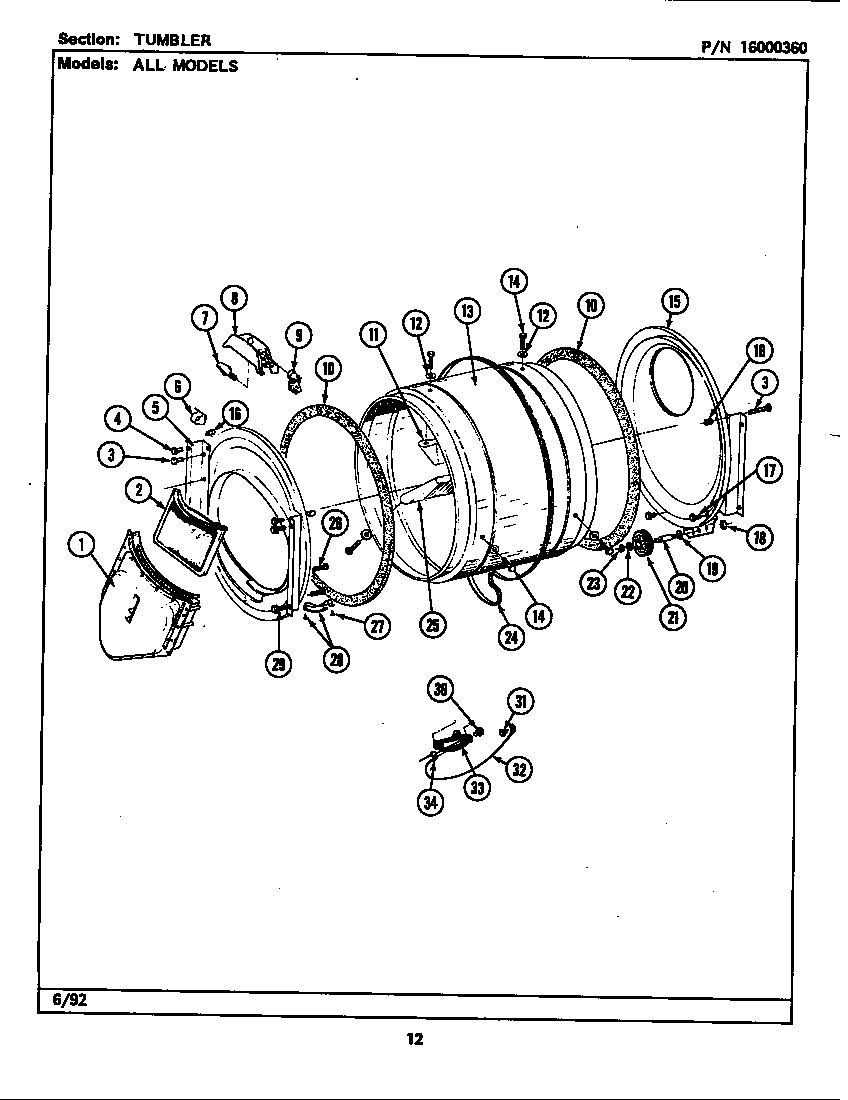 Maytag LDE9701ADW tumbler diagram