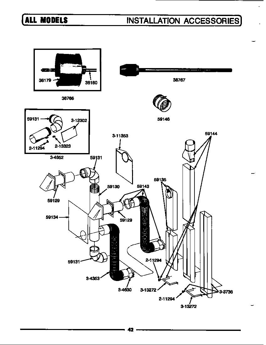 Maytag DE90 installation accessories diagram