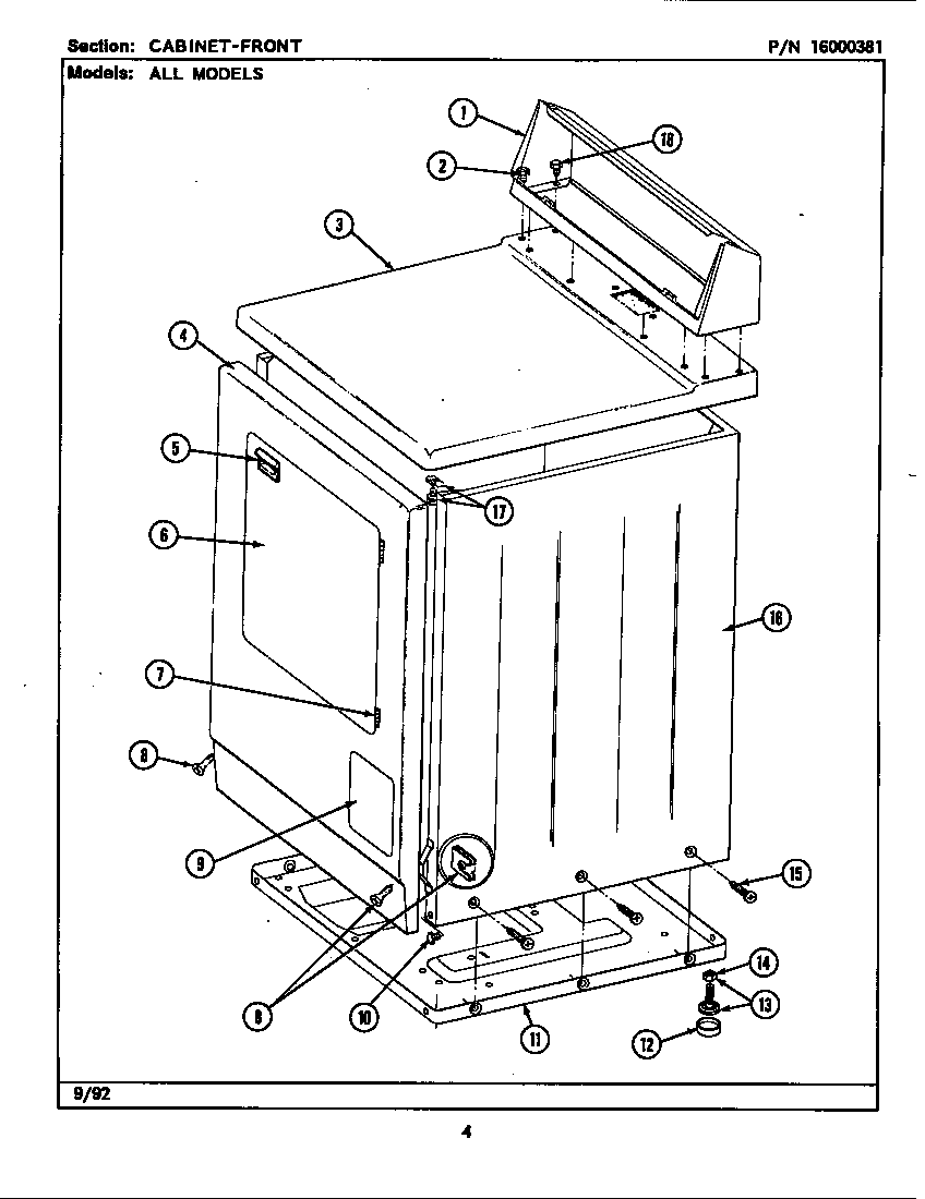 Maytag LDG7480ABL cabinet-front diagram