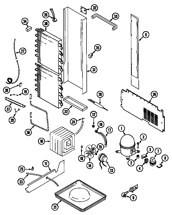 Maytag KGU6650 unit compartment & system diagram