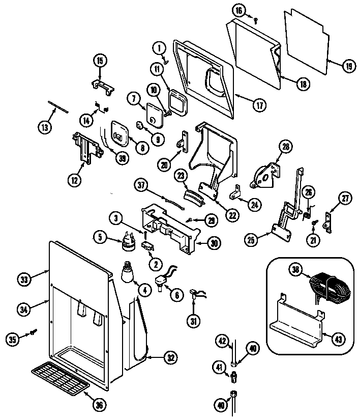 Maytag KGU6650 ice & water dispenser diagram
