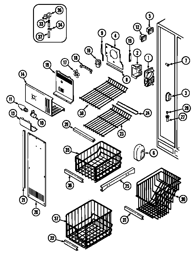 Maytag KG66U50 freezer compartment diagram