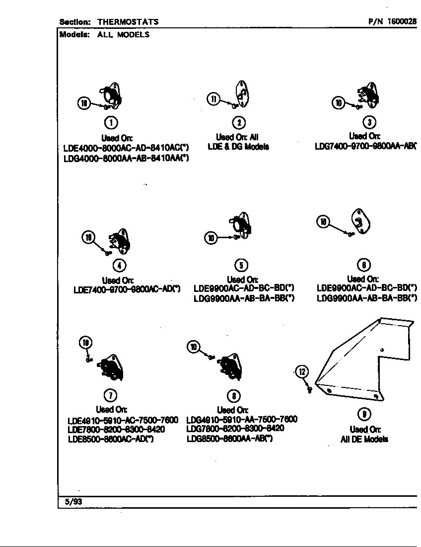 Maytag LDE4910ACW thermostats diagram