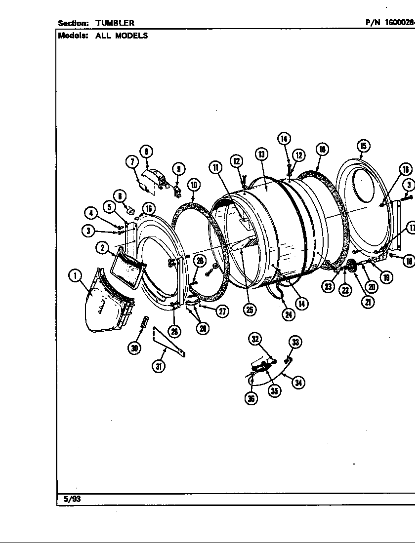 Maytag LDE8000ACL tumbler diagram