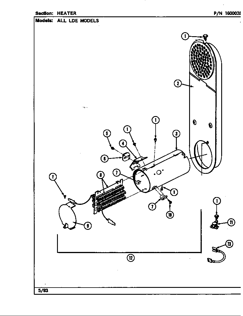 Maytag LDE7600AGL heater diagram
