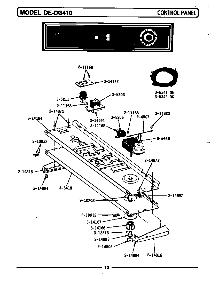 Maytag DE410 control panel diagram