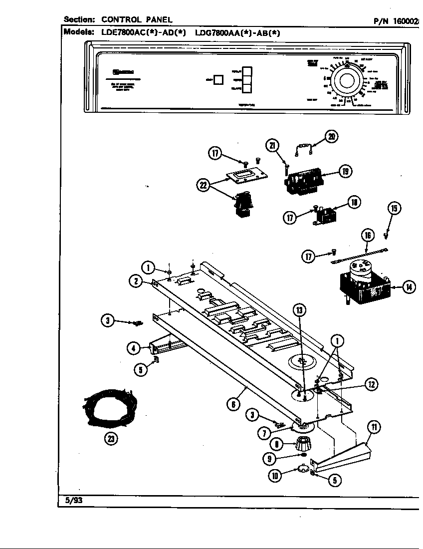 Maytag LDG7800ABW control panel diagram
