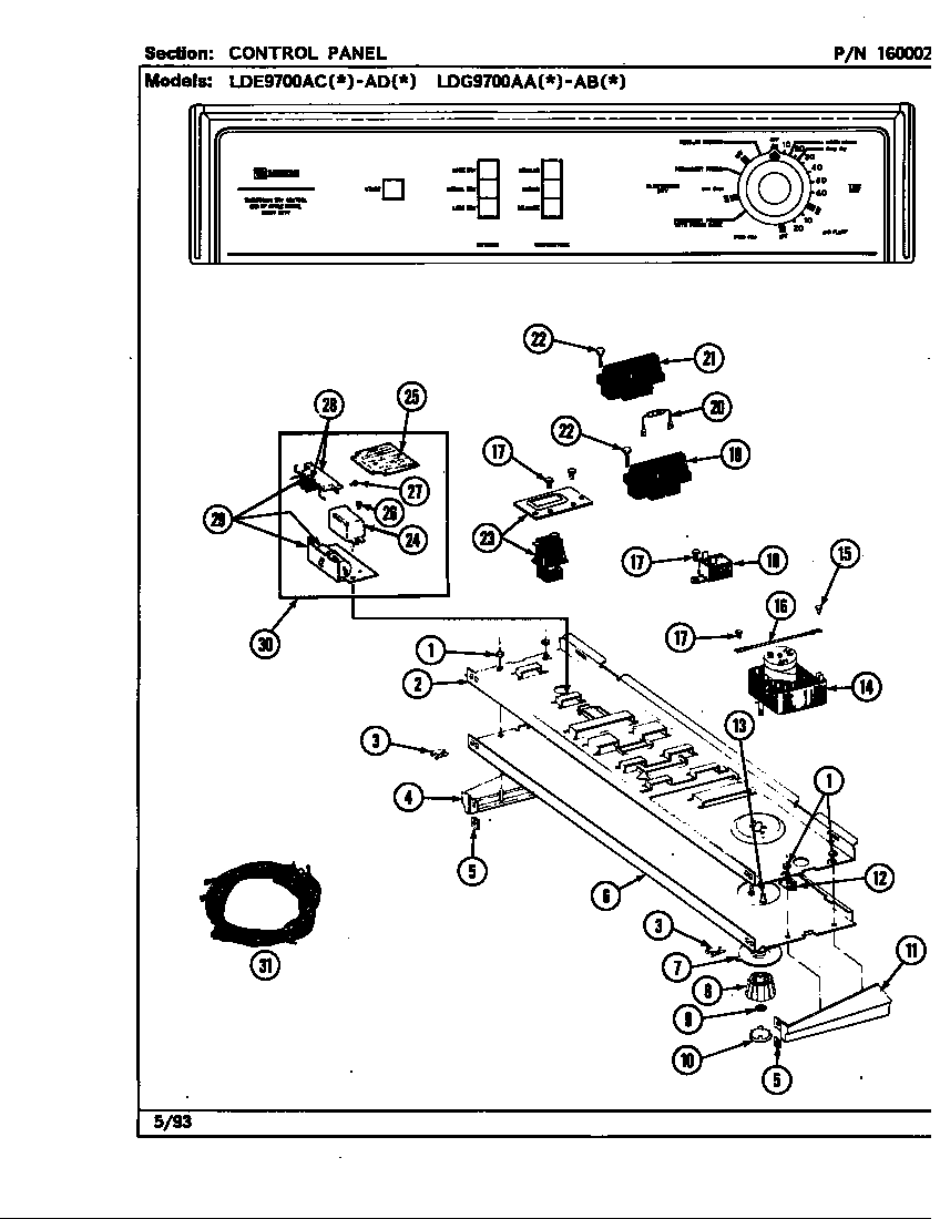 Maytag LDG9700AAL control panel diagram