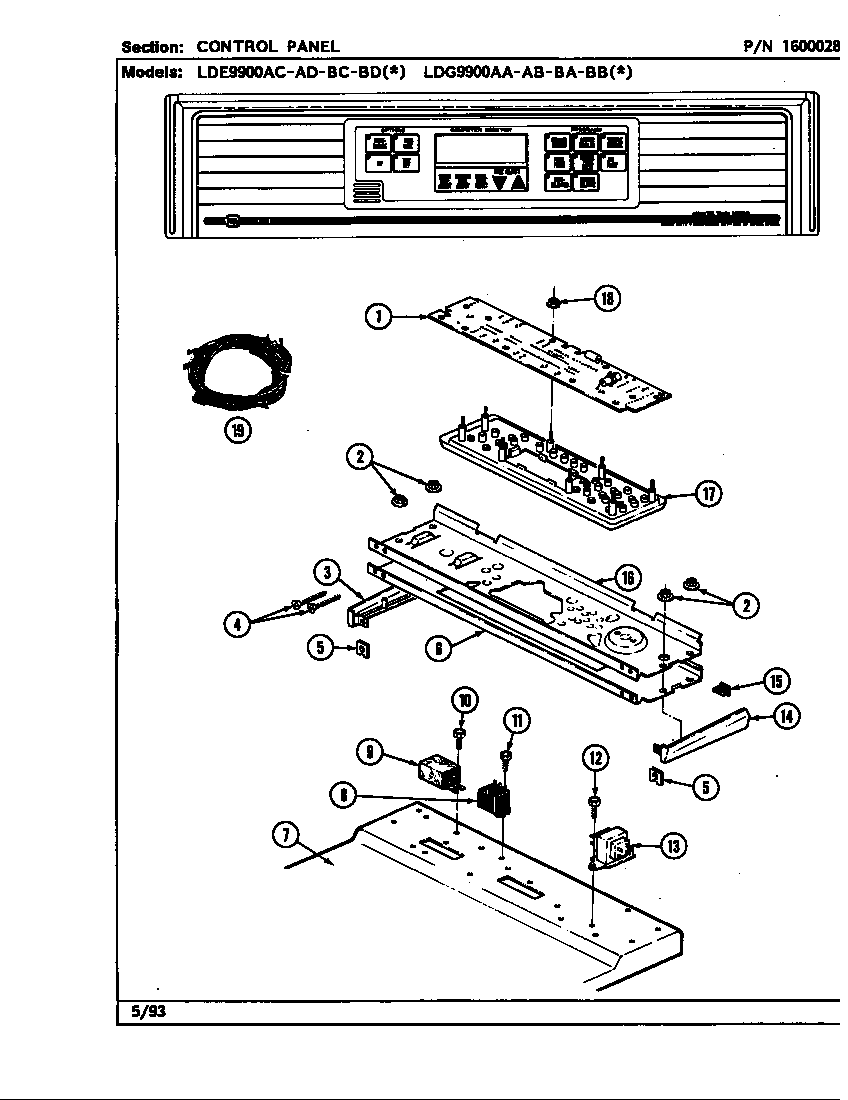 Maytag LDG9900BBL control panel diagram