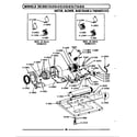 Maytag GDE710 motor, blower, base frame & thermostats diagram