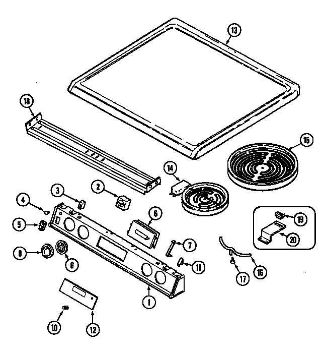 Magic Chef 7858XUW top assembly diagram