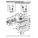 Maytag GDG110 motor, blower, base frame & thermostats diagram
