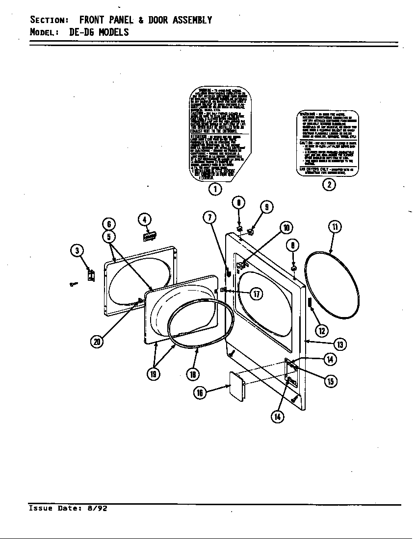 Maytag LDE7800 front panel & door assembly diagram