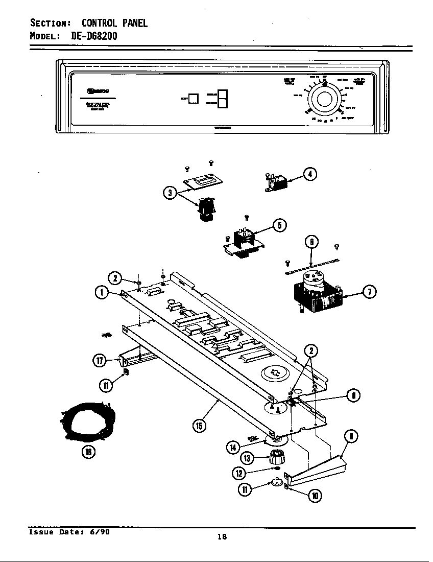 Maytag DE8200 control panel diagram