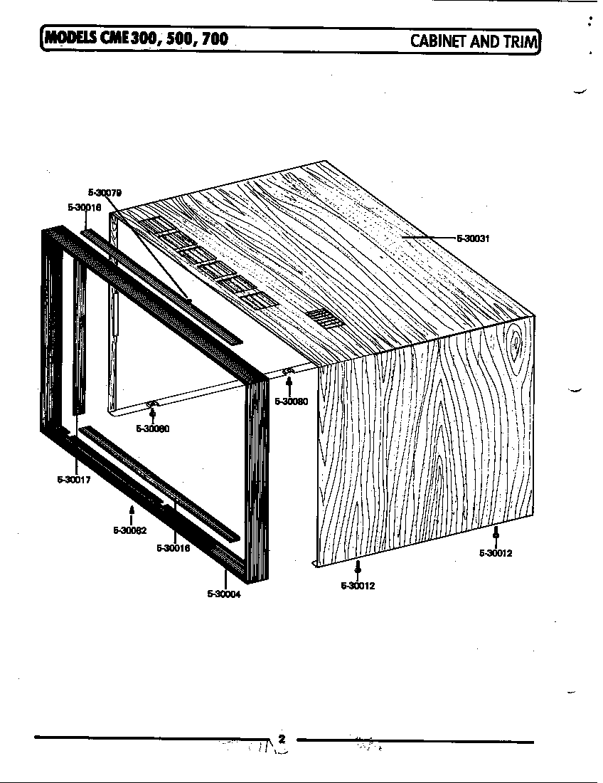 Maytag CME700 cabinet & trim diagram