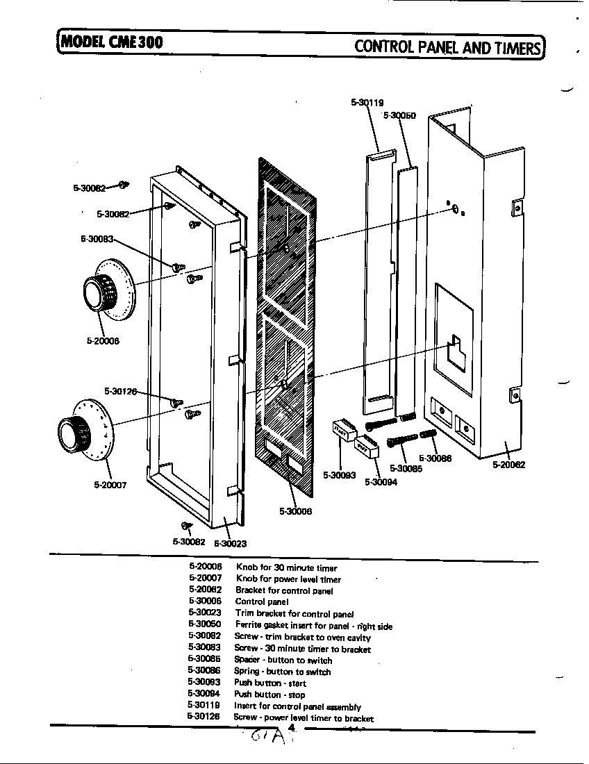 Maytag CME700 control panel & timer (front view) (cme300) diagram