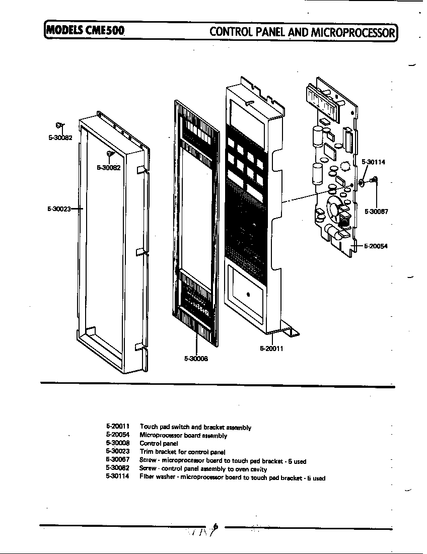 Maytag CME700 control panel & microprocessor (cme500) (cme500) diagram