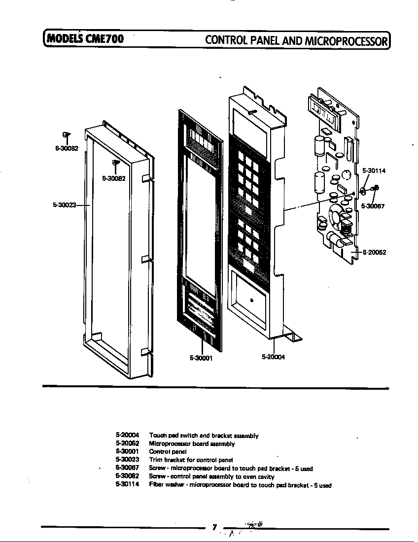 Maytag CME700 control panel & microprocessor (cme700) (cme700) diagram