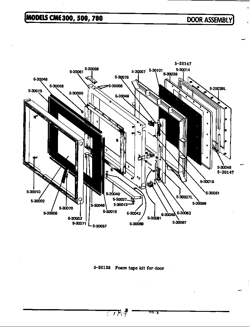 Maytag CME700 door assembly diagram