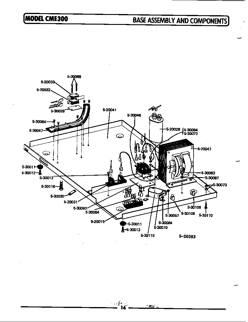 Maytag CME700 base assembly & components (cme300) diagram