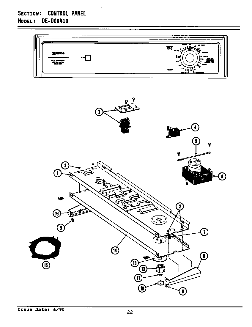 Maytag DG8410 control panel diagram