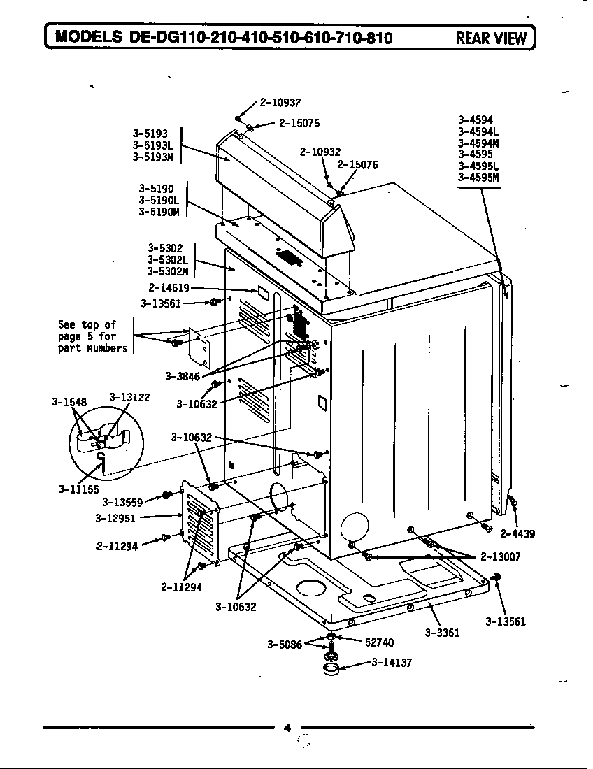 Maytag GDG810 rear view diagram