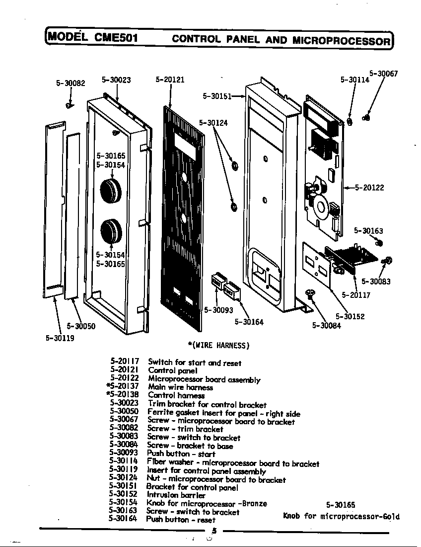 Maytag CME601 control panel & microprocessor (cme501) (cme501) diagram
