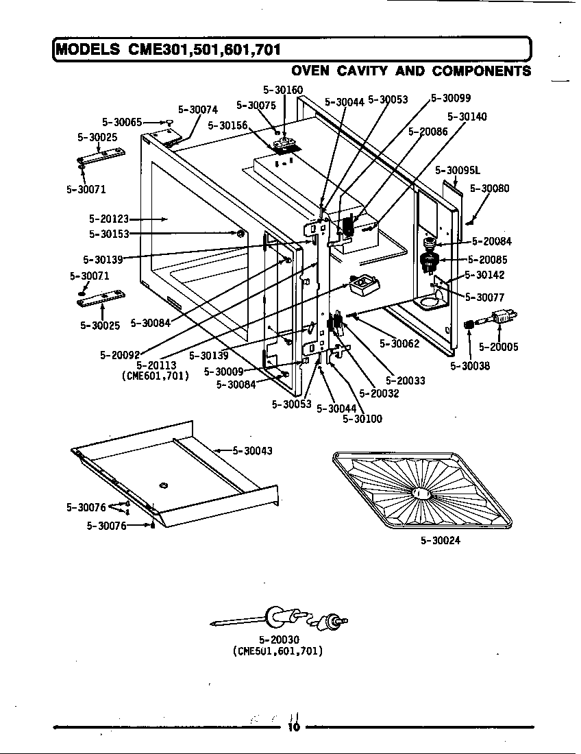 Maytag CME601 oven cavity & components diagram
