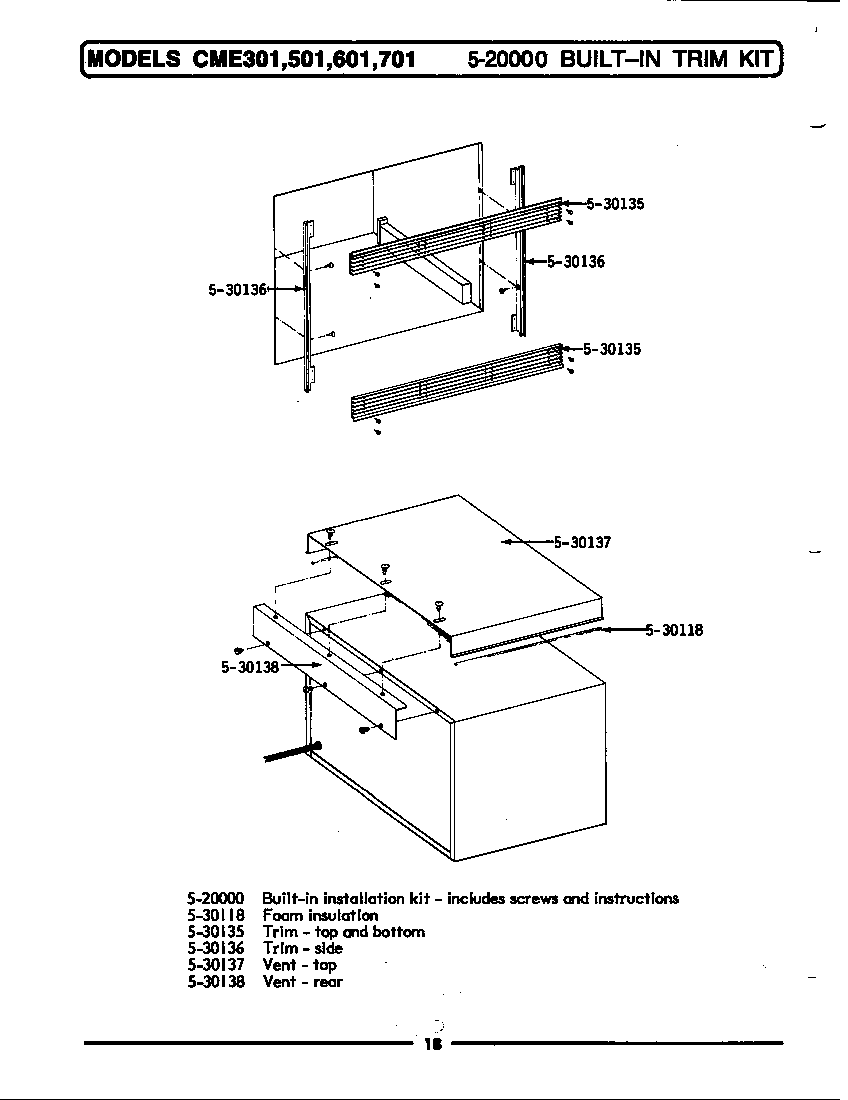Maytag CME601 microwave shelf kit diagram