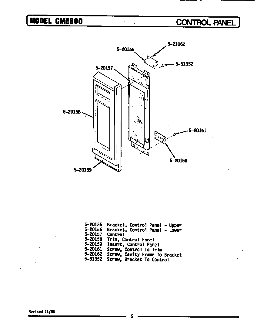 Maytag CME800 control panel (cme800) diagram